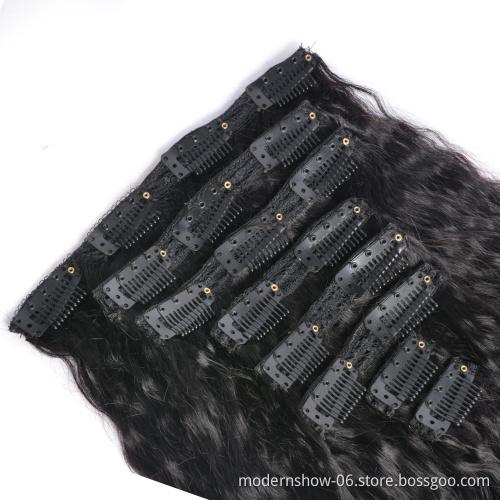 Yaki Straight Styles Double Hair Weft Human Hair Clip in Hair Extensions